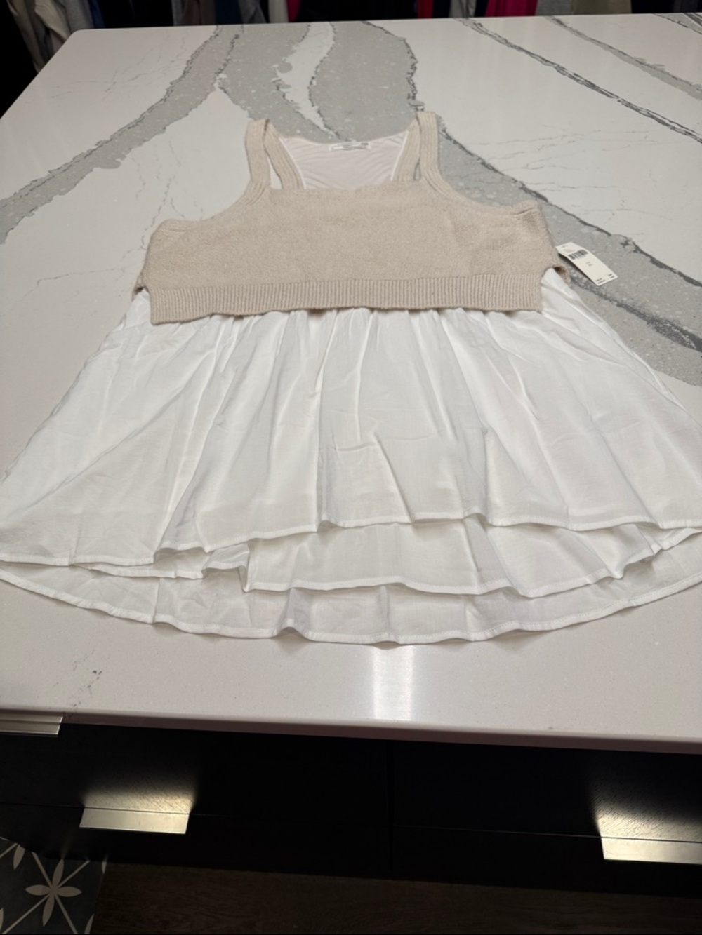 Anthropologie White Tank with Cream Knit Overlay NWT See Pics for Details XL